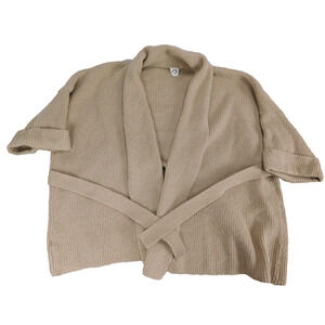 Anthropologie Akemi + Kin Womens Cardigan Open Front OSFA Short Sleeve Beige